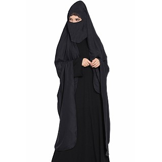 Buy Black Irani chadar with detachable Nose Piece | Islamic dress onlin...