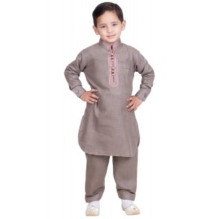 Elegant Boys Pathani-Suit-Dusty Gray colored