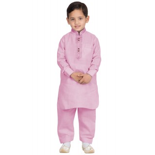 Elegant Boys Pathani-Suit-Pink colored