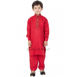 Elegant Boys Pathani-Suit- Crimson Red 