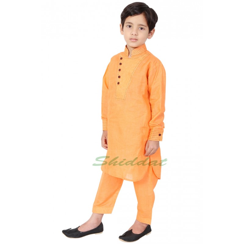 Kids Pathani Suit Orange colored Pathani Suit for child online