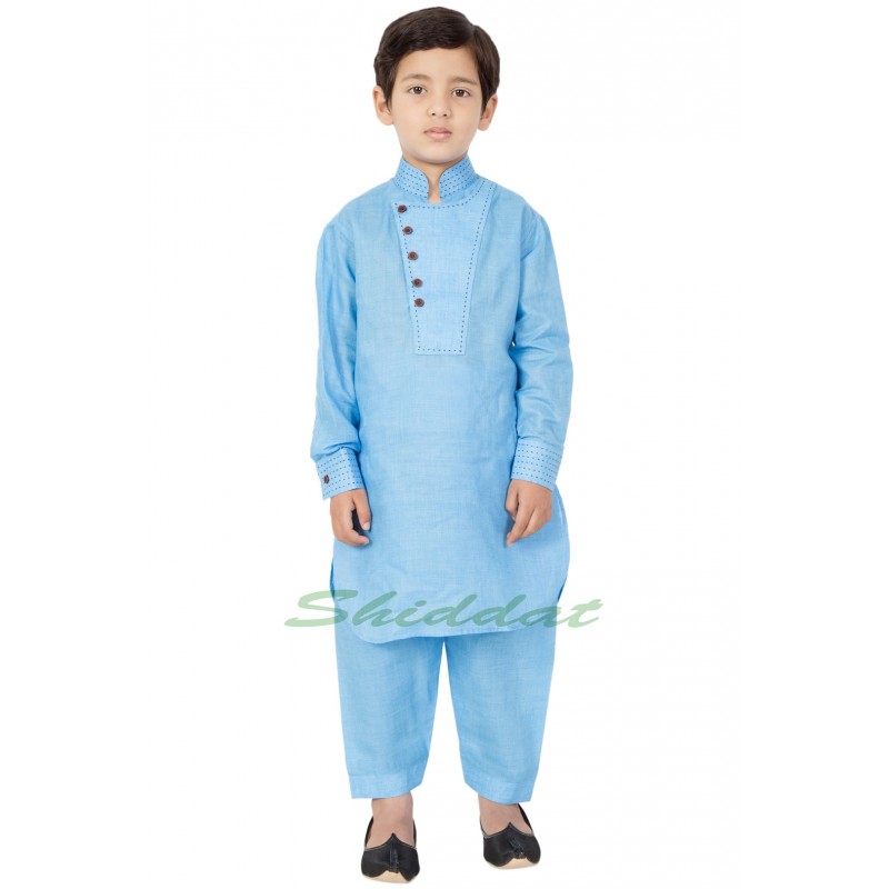 Kids Pathani Suit Sky Blue colored Pathani Suit for child online