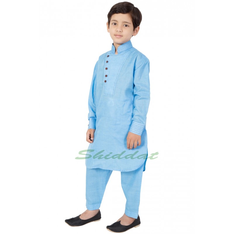 Kids Pathani Suit Sky Blue colored Pathani Suit for child online