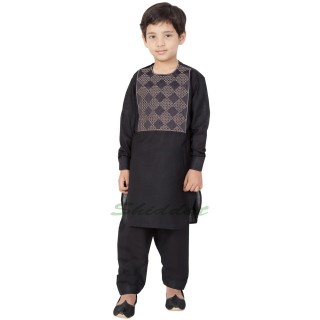 Afgani Pathani Suit for Kid's/Boy's - Black