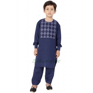 Afgani Pathani Suit for Kid's/Boy's - Navy Blue