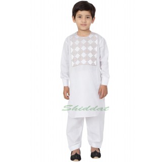 Afgani Pathani Suit for Kid's/Boy's - White