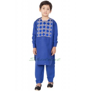 Afgani Pathani Suit for Kid's/Boy's - Royal Blue