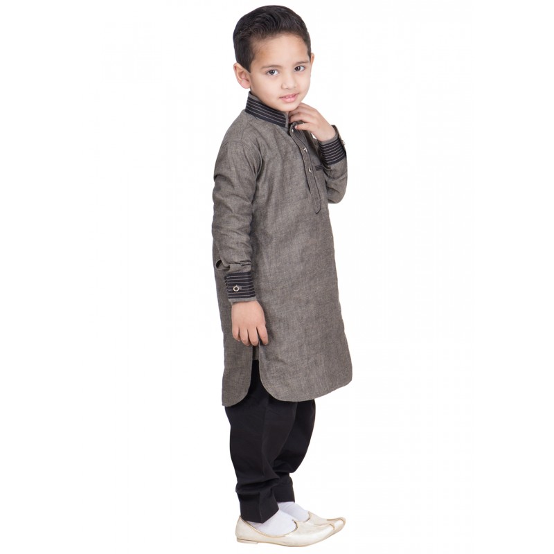 Online Boys Pathani Suit in India Cement Colored for children