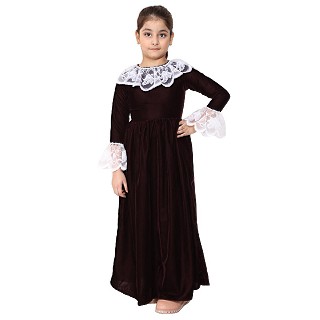 Premium Velvet Dress for Kids- Maroon