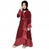 Designer abaya with Polka dotted frills for kids- Maroon