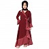 Designer abaya with Polka dotted frills for kids- Maroon