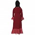 Designer abaya with Polka dotted frills for kids- Maroon