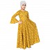 Mustard printed Umbrella Dress abaya for kids