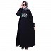 Kids Embroidery abaya- Black