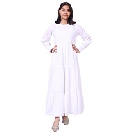 Kids 3 frill abaya-White