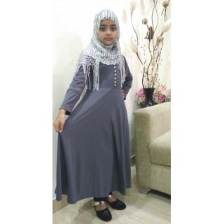 Girls Abaya - Dolphin colored kid naqab in Lycra fabric