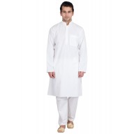 Kurta Pyjama set- Solid white in cotton fabric Kurta Pyjama set- Solid white in cotton fabric