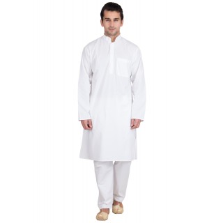 Kurta Pyjama set- Solid white in cotton fabric