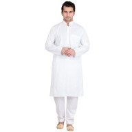 Kurta Pyjama set- White stripped in cotton fabric Kurta Pyjama set- White stripped in cotton fabric