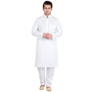 Kurta Pyjama set- White stripped in cotton fabric