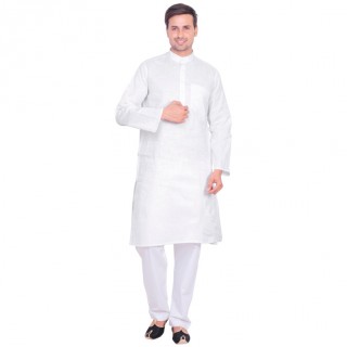 Kurta Pyjama set- Khadi white in cotton fabric