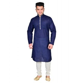 Kurta Pajama set - Navy Blue & White