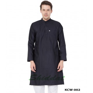 Men's Kurta- Black in Dobby Cotton