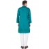 Cotton Dobby Printed Slim Fit Long Kurta- Persian Green