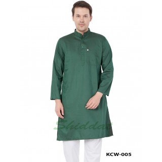 Slim Fit Long Kurta in Dobby Cotton printed - Ocean Green