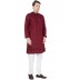 Cotton Dobby Printed Slim Fit Long Kurta- Red