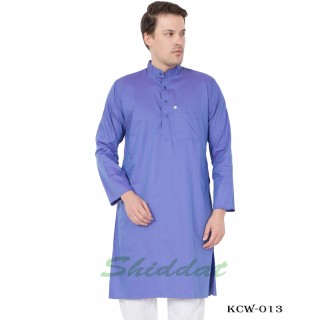 Men's Kurta-  Moody Blue color in Dobby Cotton