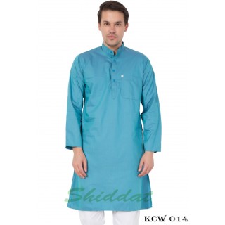 Men's Kurta-  Fountain Blue color in Dobby Cotton