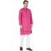 Slim Fit Long Kurta in Cotton Dobby Printed - Persian Pink Slim Fit Long Kurta in Cotton Dobby Printed - Persian Pink