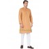 Slim Fit Long Kurta in Dobby Cotton printed - Tacao Brown Slim Fit Long Kurta in Dobby Cotton printed - Tacao Brown