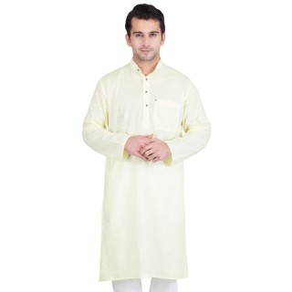 Green-White Colored Kurta- Cotton Fabric