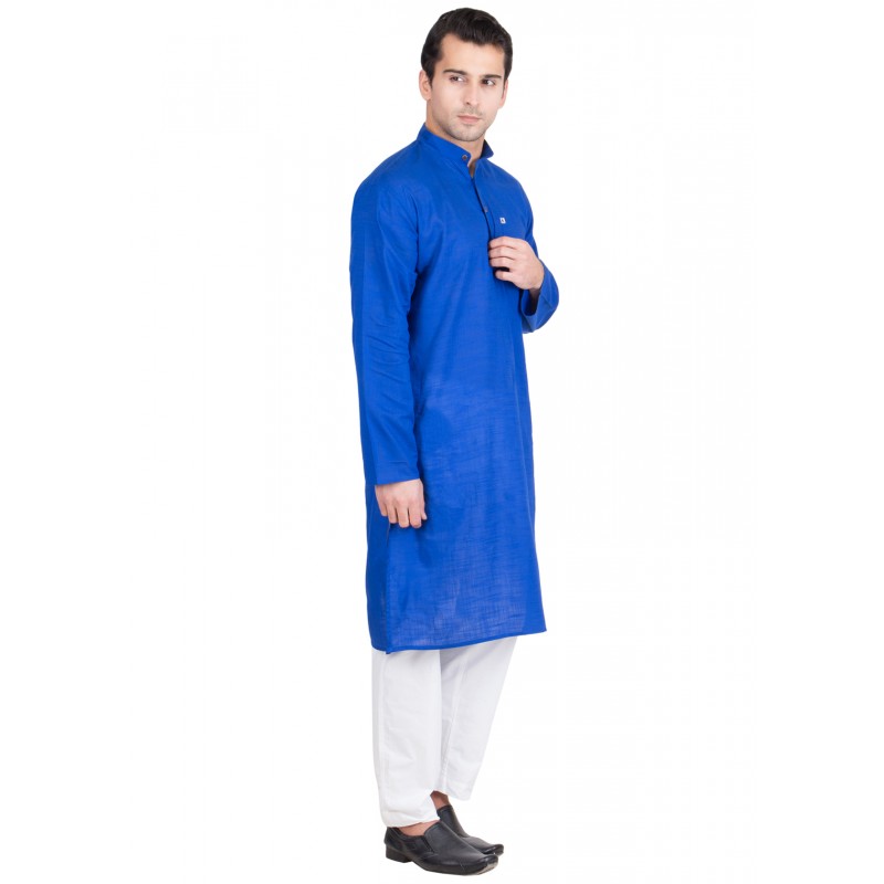 Man's Kurtas online in India Cotton Fabric, Royal Blue Colored, fulls...