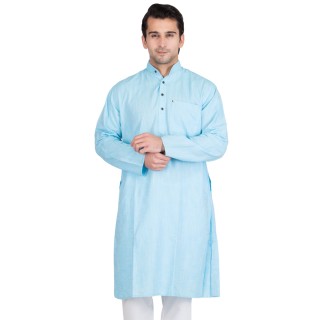 Tropical Blue Colored Kurta for men- Cotton Fabric