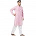 Striped Cotton Kurta for Men- Pink-White Striped Cotton Kurta for Men- Pink-White
