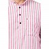 Striped Cotton Kurta for Men- Pink-White Striped Cotton Kurta for Men- Pink-White