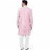 Striped Cotton Kurta for Men- Pink-White Striped Cotton Kurta for Men- Pink-White