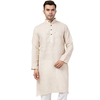 Casual Cotton Kurta for Men- Cream Color