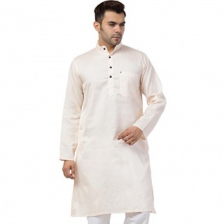 Dotted Cotton Kurta for Men- Cream