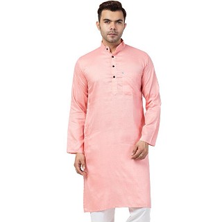 Casual Cotton Kurta for Men- Pink