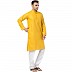 Striped Cotton Kurta for Men- Yellow Striped Cotton Kurta for Men- Yellow