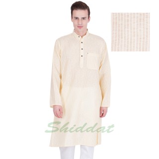 Woven long kurta - Spring Wood colored in cotton fabric