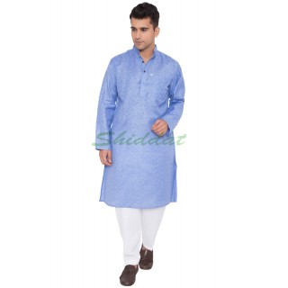 Men's Cotton Kurta- Blue