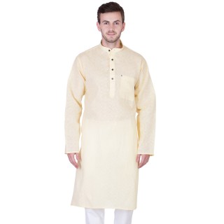 Khadi Cotton Kurta-Cream