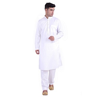 Designer White Cotton kurta for men