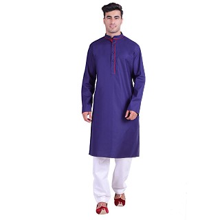 Designer Cotton kurta for men- Blue