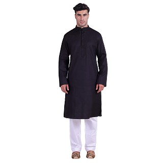 Black Designer cotton kurta for men